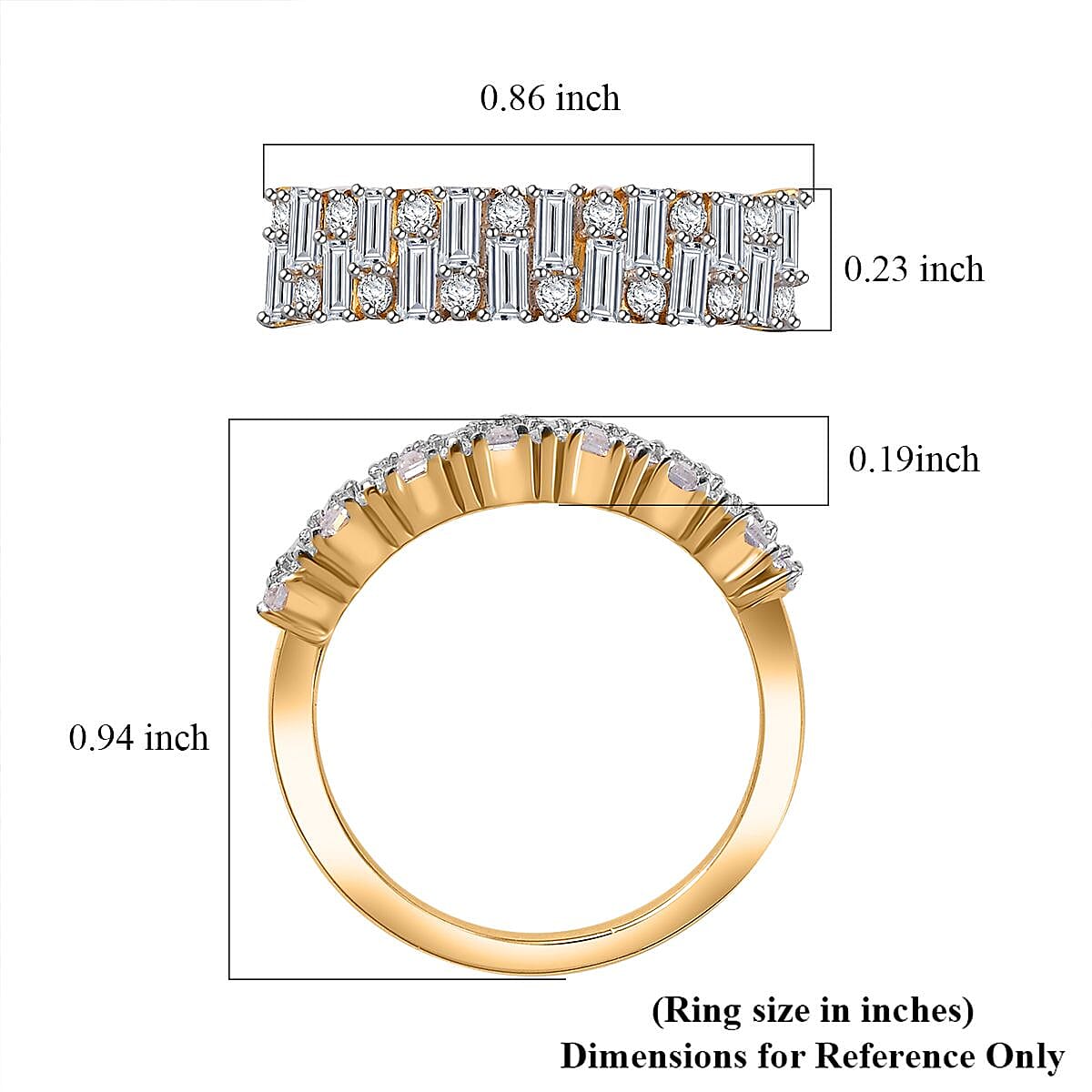 Moissanite 1.10 ctw Art Deco Ring in 18K Vermeil Yellow Gold Over Sterling Silver (Size 10.0) image number 5