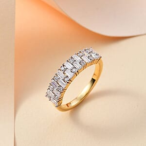D'Joy Moissanite 1.10 ctw Art Deco Ring in 18K Vermeil Yellow Gold Over Sterling Silver (Size 8.0)