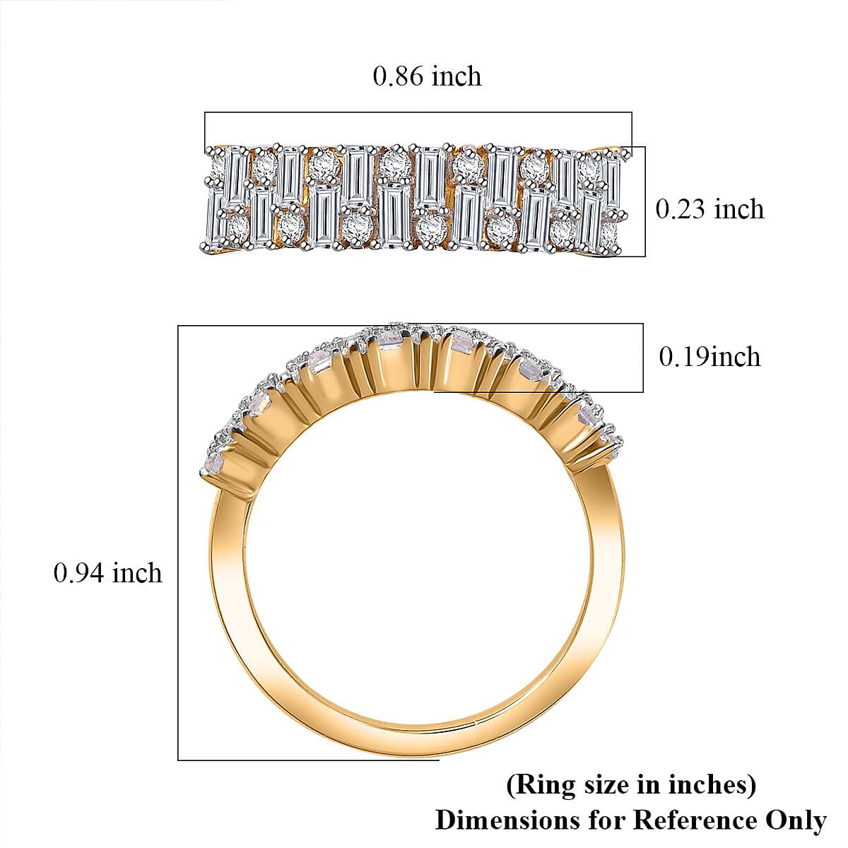 D'Joy Moissanite 1.10 ctw Art Deco Ring in 18K Vermeil Yellow Gold Over Sterling Silver (Size 8.0) image number 5