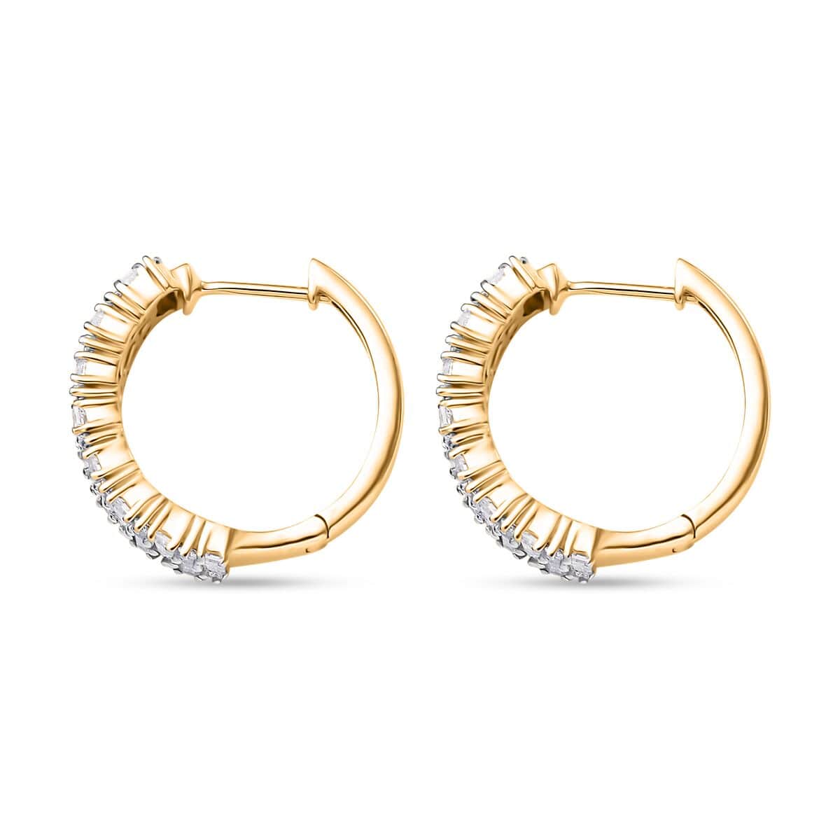 Doorbuster Moissanite 2.50 ctw Art Deco Hoop Earrings in 18K Vermeil Yellow Gold Over Sterling Silver image number 3