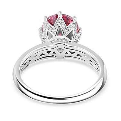 Lotus Pink and White Moissanite 2.90 ctw Crown of Petals Ring in Rhodium Over Sterling Silver (Size 10.0)