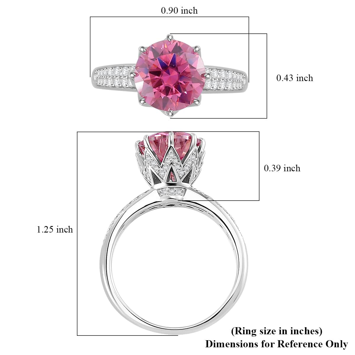 Lotus Pink and White Moissanite 2.90 ctw Crown of Petals Ring in Rhodium Over Sterling Silver (Size 10.0) image number 5