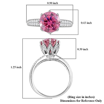 Lotus Pink and White Moissanite 2.90 ctw Crown of Petals Ring in Rhodium Over Sterling Silver (Size 10.0)