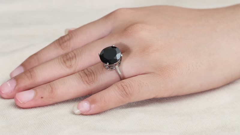 Doorbuster Thai Black Spinel 11.20 ctw Solitaire Ring in Stainless Steel