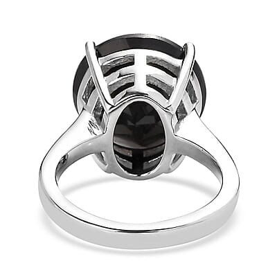 Thai Black Spinel 11.20 ctw Solitaire Ring in Stainless Steel (Size 10.0)