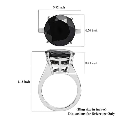 Thai Black Spinel 11.20 ctw Solitaire Ring in Stainless Steel (Size 10.0)