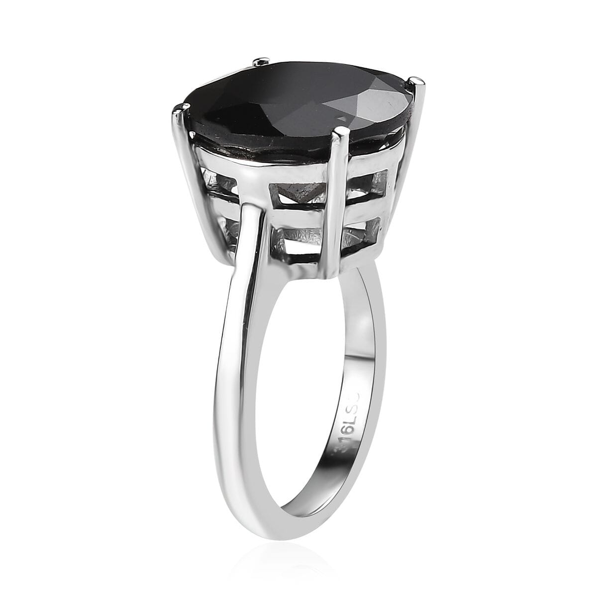 Thai Black Spinel 11.20 ctw Solitaire Ring in Stainless Steel (Size 5.0) image number 3