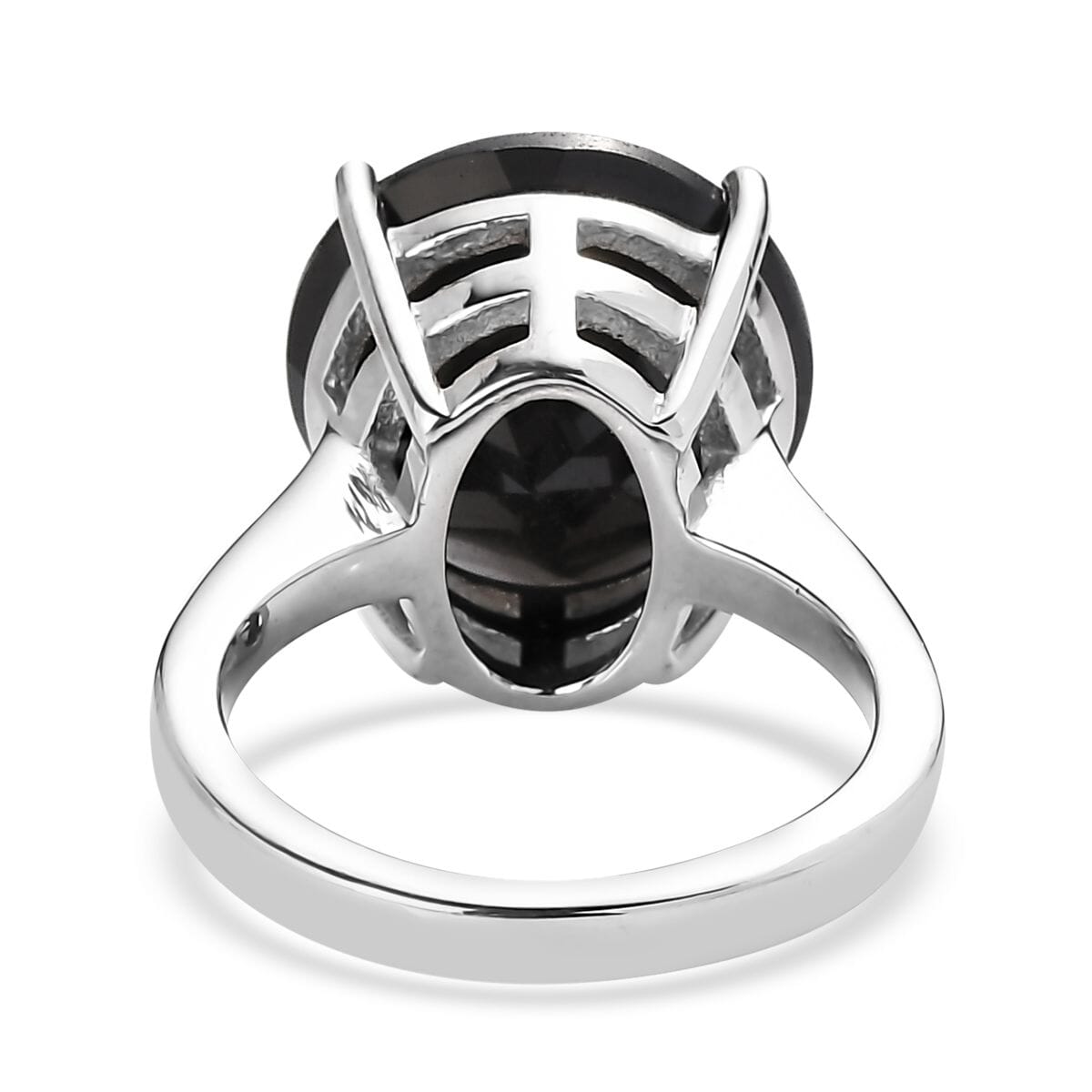 Thai Black Spinel 11.20 ctw Solitaire Ring in Stainless Steel (Size 5.0) image number 4