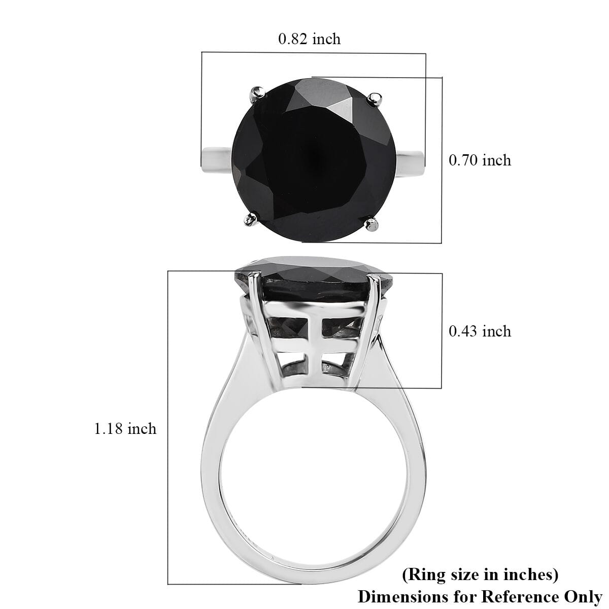 Thai Black Spinel 11.20 ctw Solitaire Ring in Stainless Steel (Size 5.0) image number 5