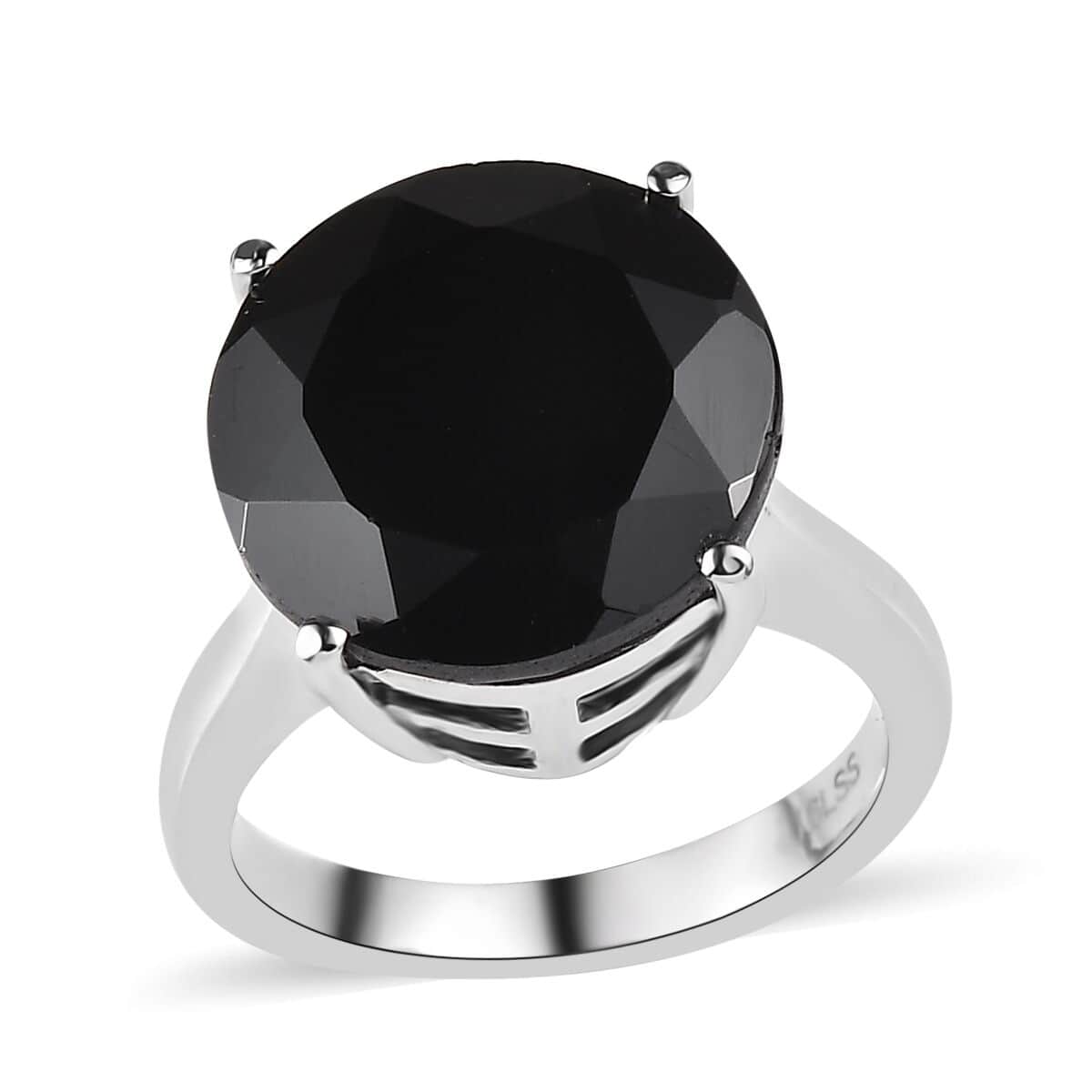 Doorbuster Thai Black Spinel 11.20 ctw Solitaire Ring in Stainless Steel (Size 7.0) image number 0