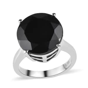 Doorbuster Thai Black Spinel 11.20 ctw Solitaire Ring in Stainless Steel (Size 7.0)