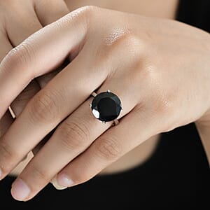 Thai Black Spinel 11.20 ctw Solitaire Ring in Stainless Steel (Size 7.0)