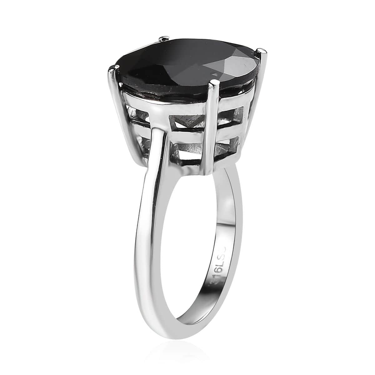 Doorbuster Thai Black Spinel 11.20 ctw Solitaire Ring in Stainless Steel (Size 7.0) image number 3