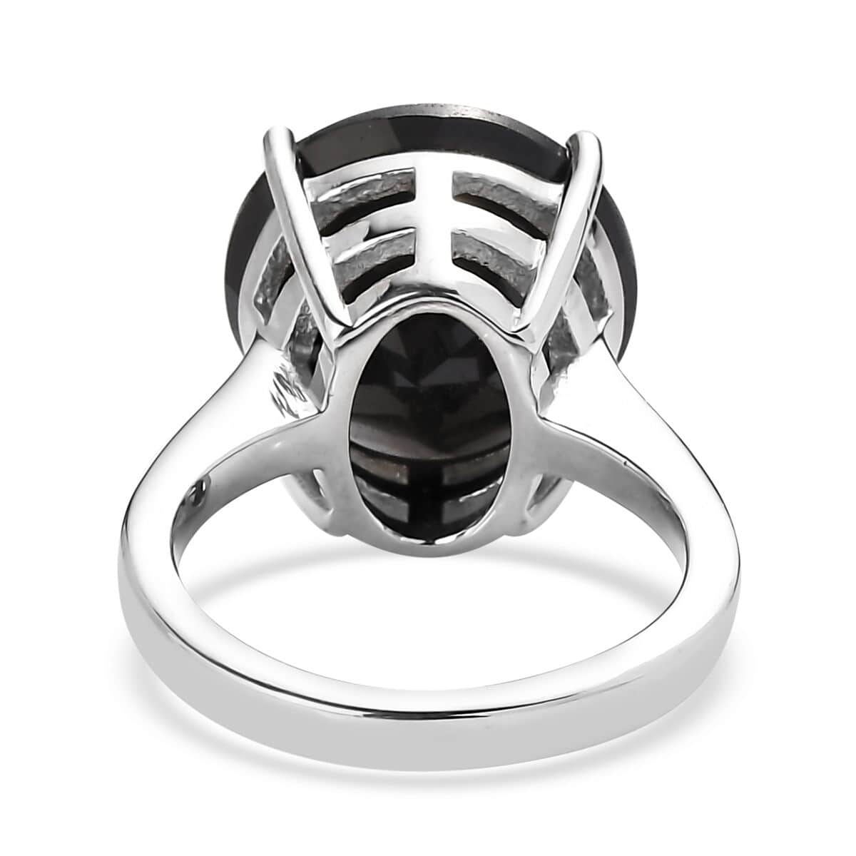 Doorbuster Thai Black Spinel 11.20 ctw Solitaire Ring in Stainless Steel (Size 7.0) image number 4