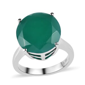 Green Onyx 7.90 ctw Solitaire Ring in Stainless Steel (Size 10.0)