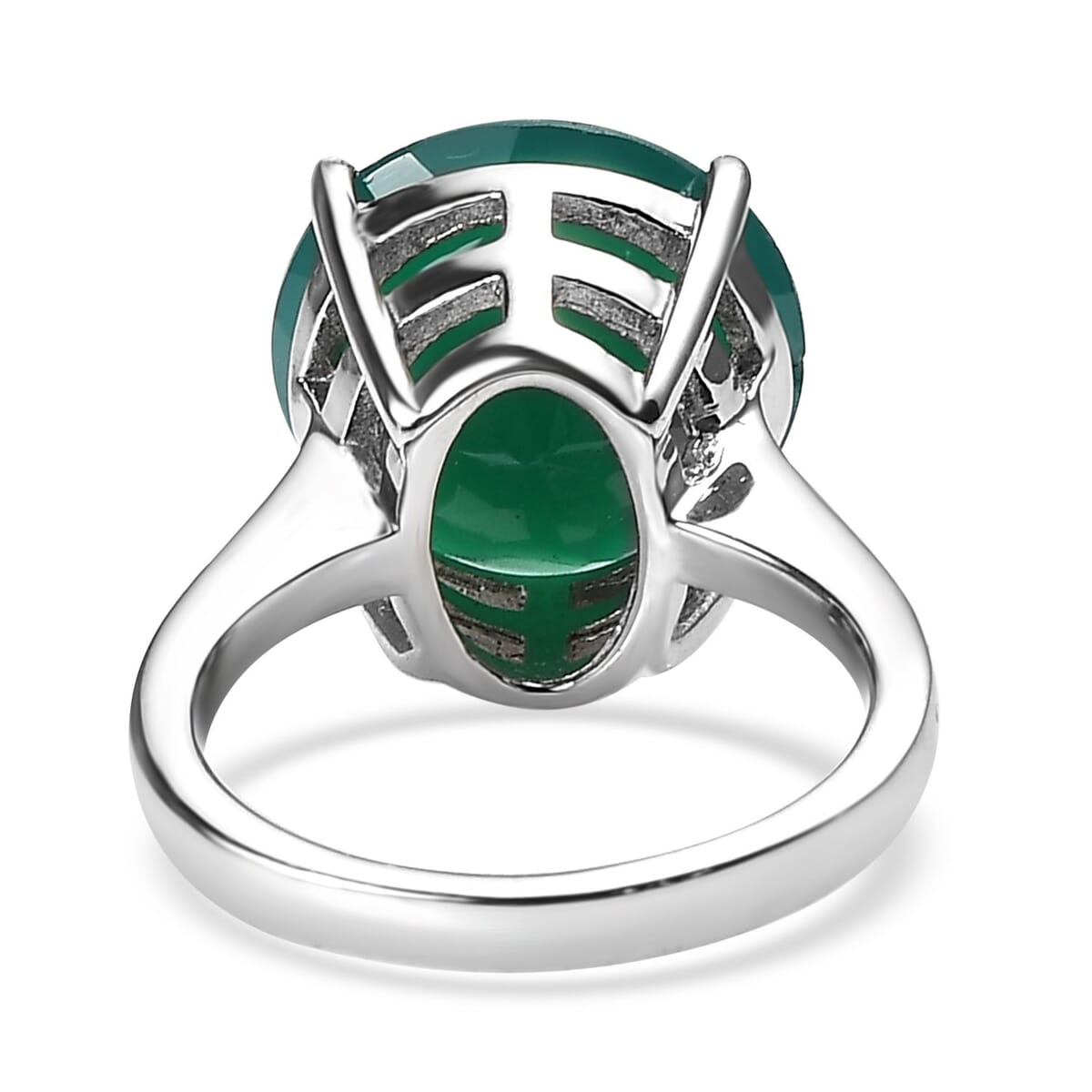 Green Onyx 7.90 ctw Solitaire Ring in Stainless Steel (Size 10.0) image number 4