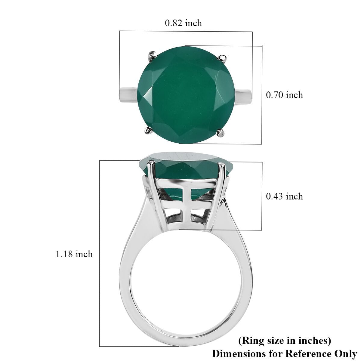 Green Onyx 7.90 ctw Solitaire Ring in Stainless Steel (Size 10.0) image number 5