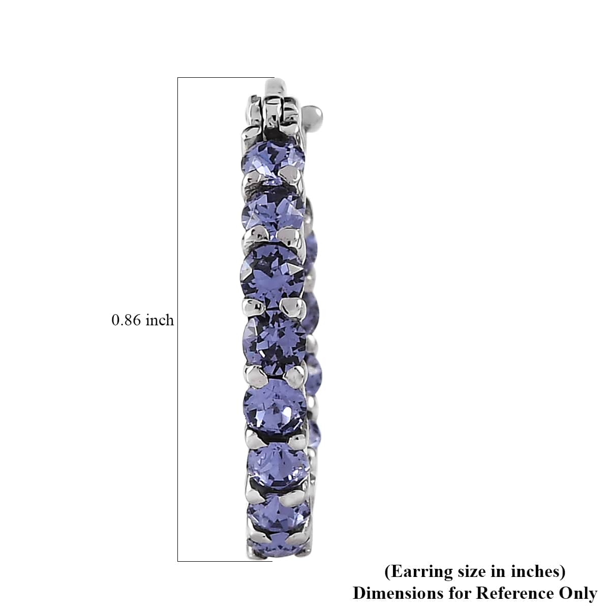 J Francis Embellished with Tanzanite Color Crystal by Swarovski Hoop Earrings in Stainless Steel  image number 4