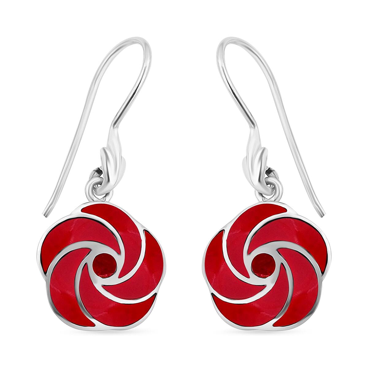 Mediterranean Coral Earrings in Sterling Silver 