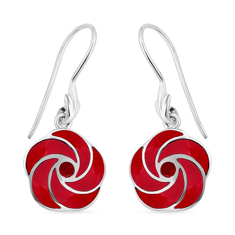 Mediterranean Coral Earrings in Sterling Silver 