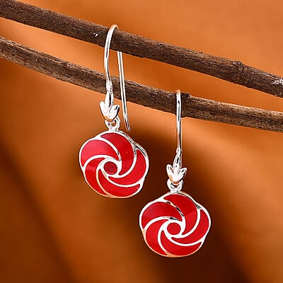 Mediterranean Coral Earrings in Sterling Silver 