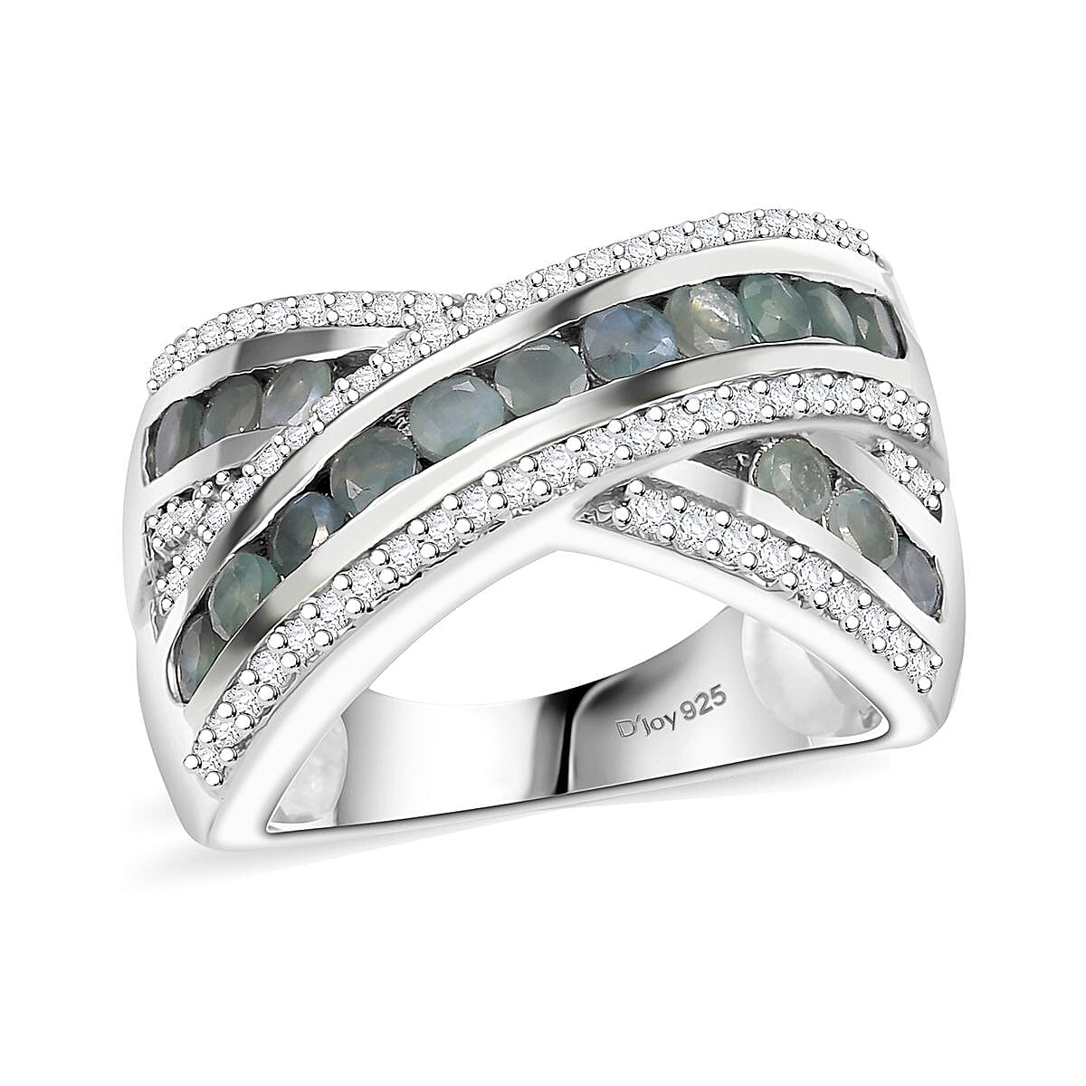 Premium Narsipatnam Alexandrite and White Zircon 1.85 ctw Ring in Rhodium Over Sterling Silver (Size 10.0) image number 0