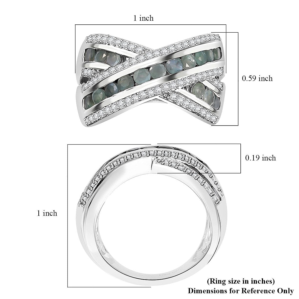Premium Narsipatnam Alexandrite and White Zircon 1.85 ctw Ring in Rhodium Over Sterling Silver (Size 10.0) image number 5