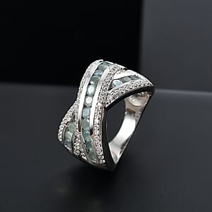 Premium Narsipatnam Alexandrite and White Zircon 1.85 ctw Bridge Over Ring in Rhodium Over Sterling Silver (Size 5.0)