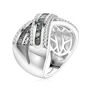 Premium Narsipatnam Alexandrite and White Zircon 1.85 ctw Bridge Over Ring in Rhodium Over Sterling Silver (Size 5.0)