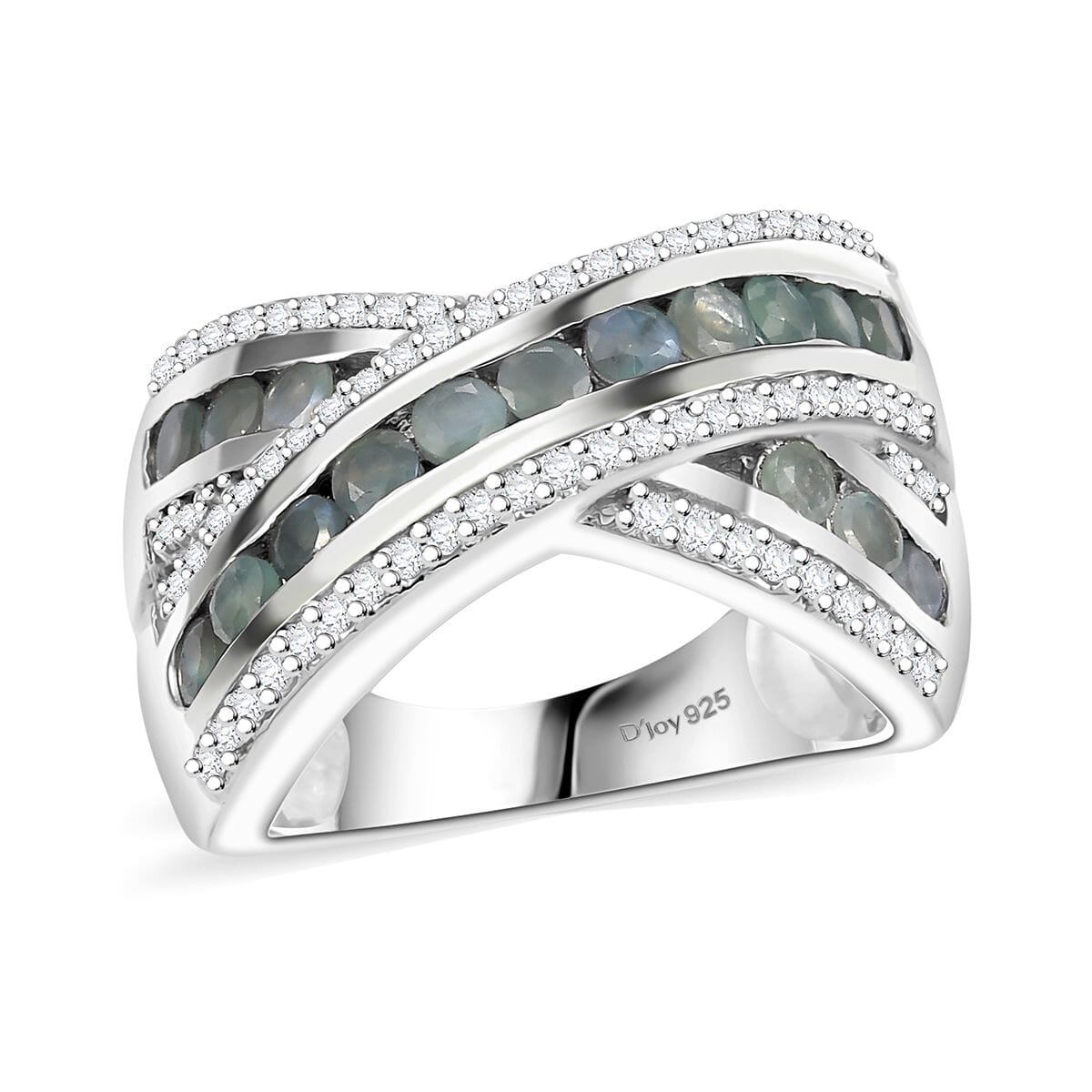 Premium Narsipatnam Alexandrite and White Zircon 1.85 ctw Bridge Over Ring in Rhodium Over Sterling Silver (Size 7.0) image number 0