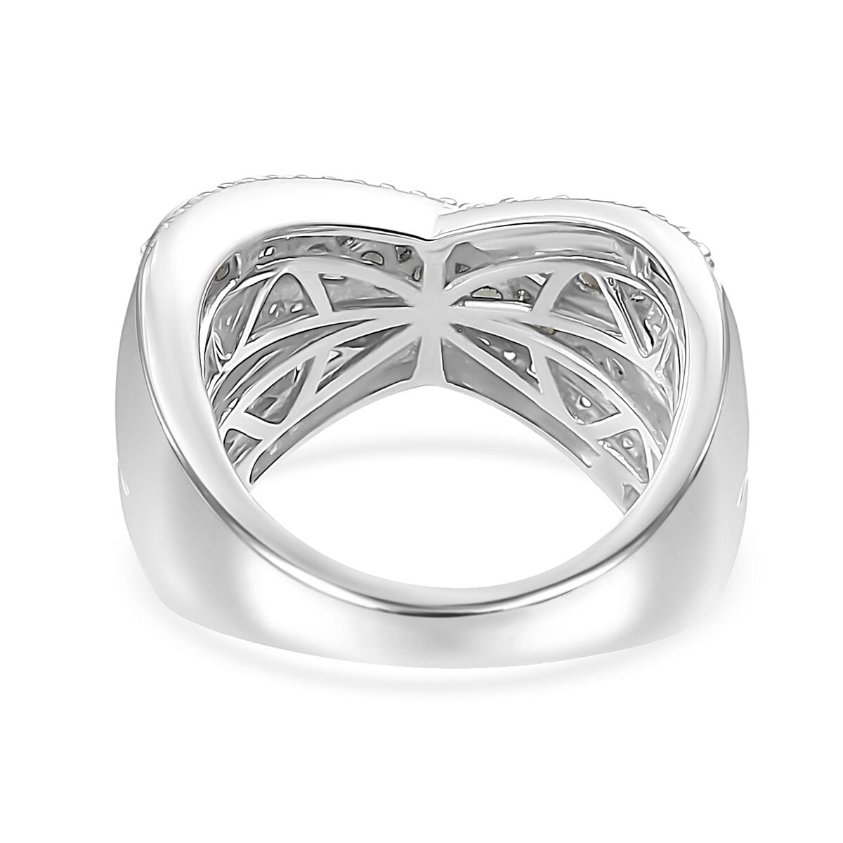 Premium Narsipatnam Alexandrite and White Zircon 1.85 ctw Bridge Over Ring in Rhodium Over Sterling Silver (Size 7.0) image number 4