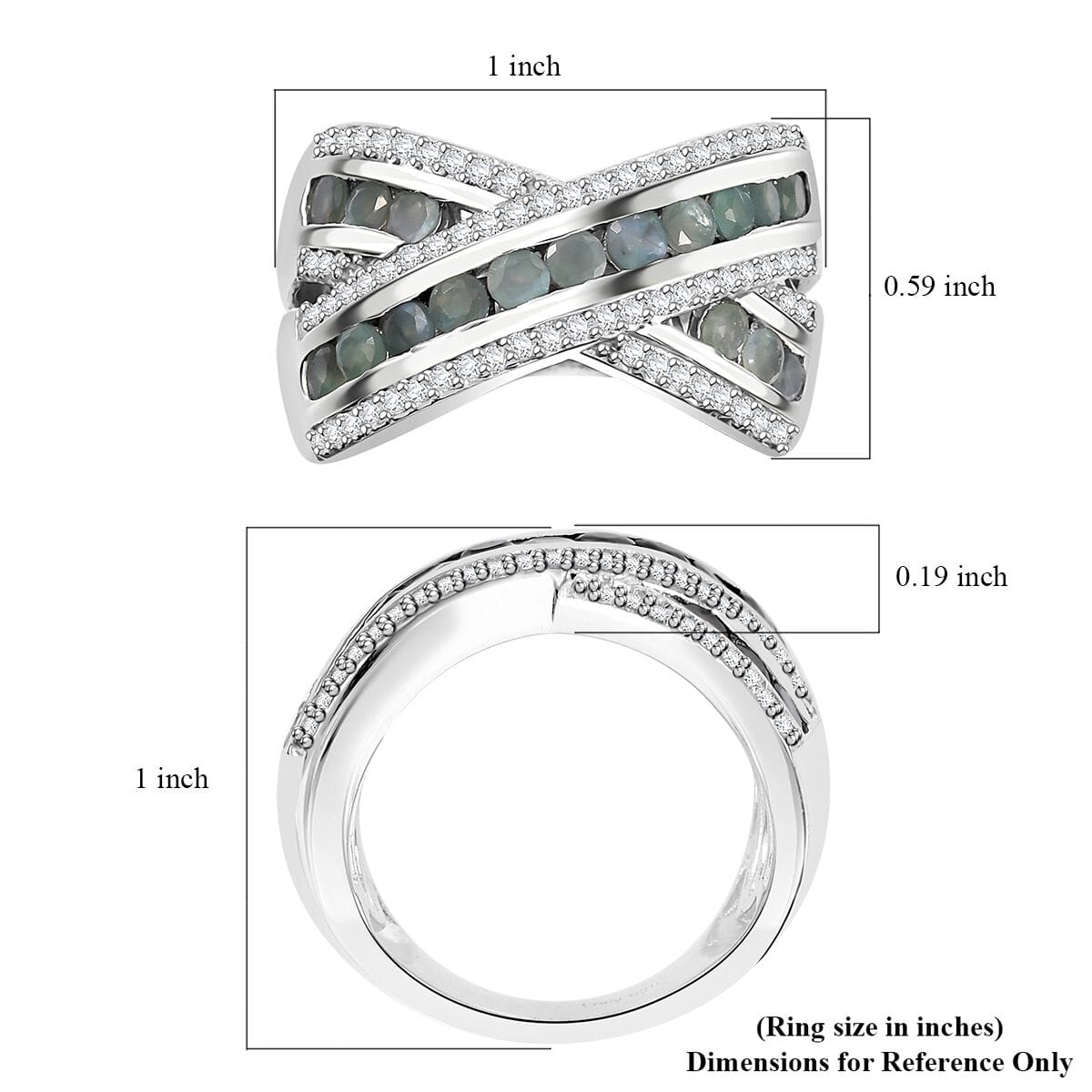 Premium Narsipatnam Alexandrite and White Zircon 1.85 ctw Bridge Over Ring in Rhodium Over Sterling Silver (Size 7.0) image number 5