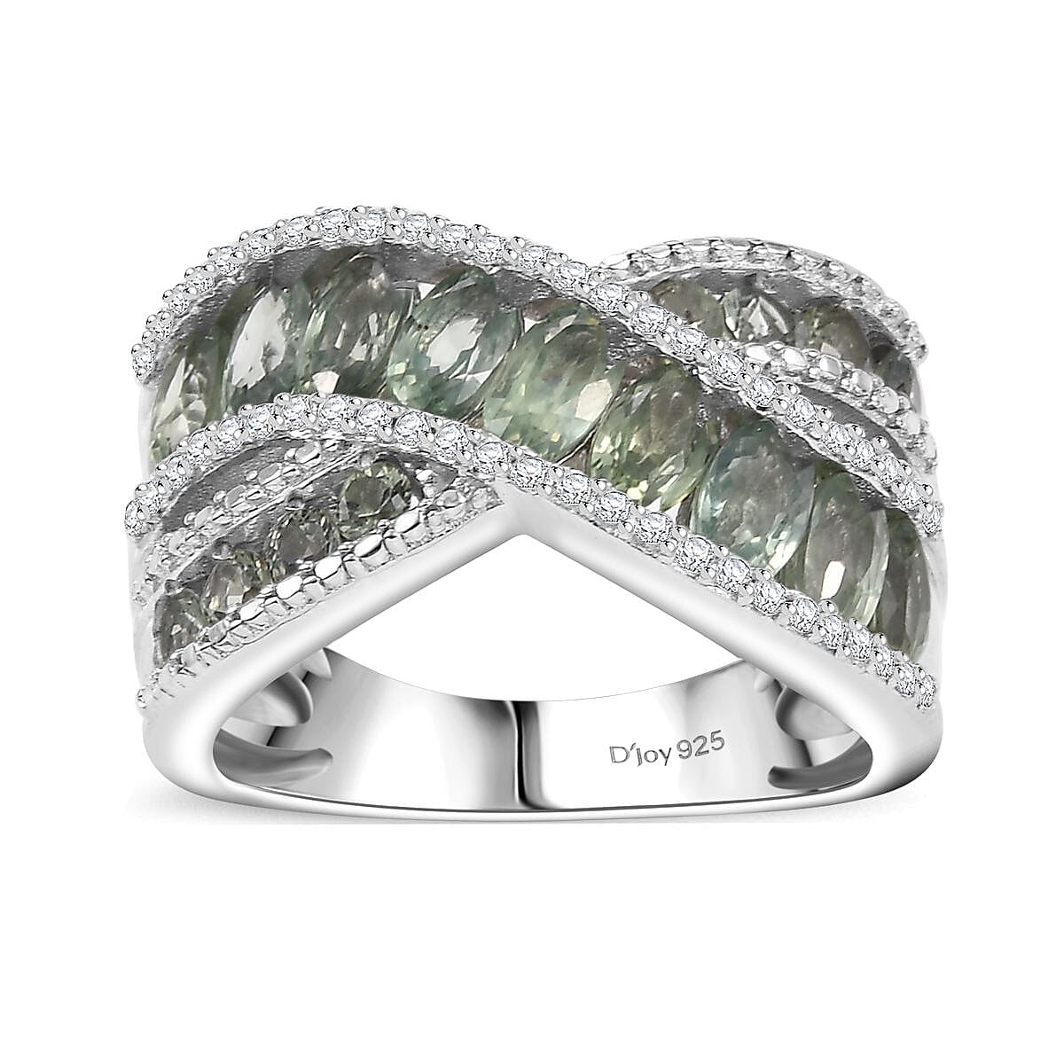 Doorbuster Yellow Sapphire, White Zircon Ring in Rhodium Over Sterling Silver (Size 7.0) 4.35 ctw