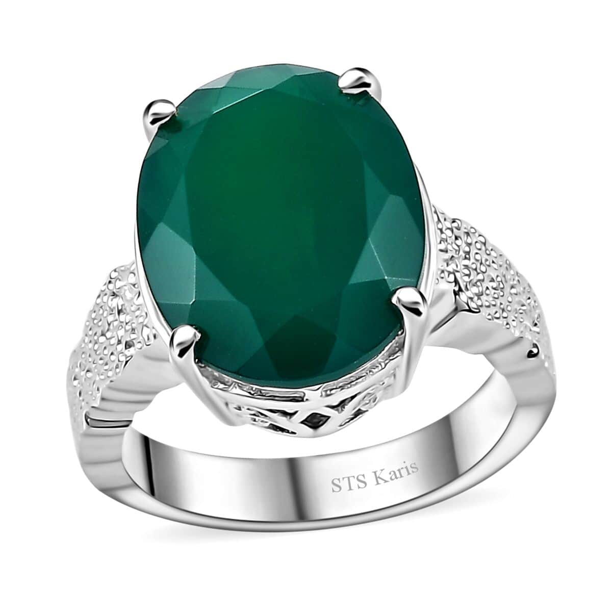 Karis Verde Onyx 7.90 ctw Forest Enigma Ring in Platinum Bond (Size 10.0) image number 0