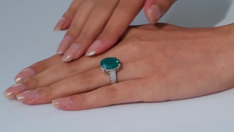 Karis Green Onyx Solitaire Ring in Platinum Bond (Size 10.0) 7.90 ctw