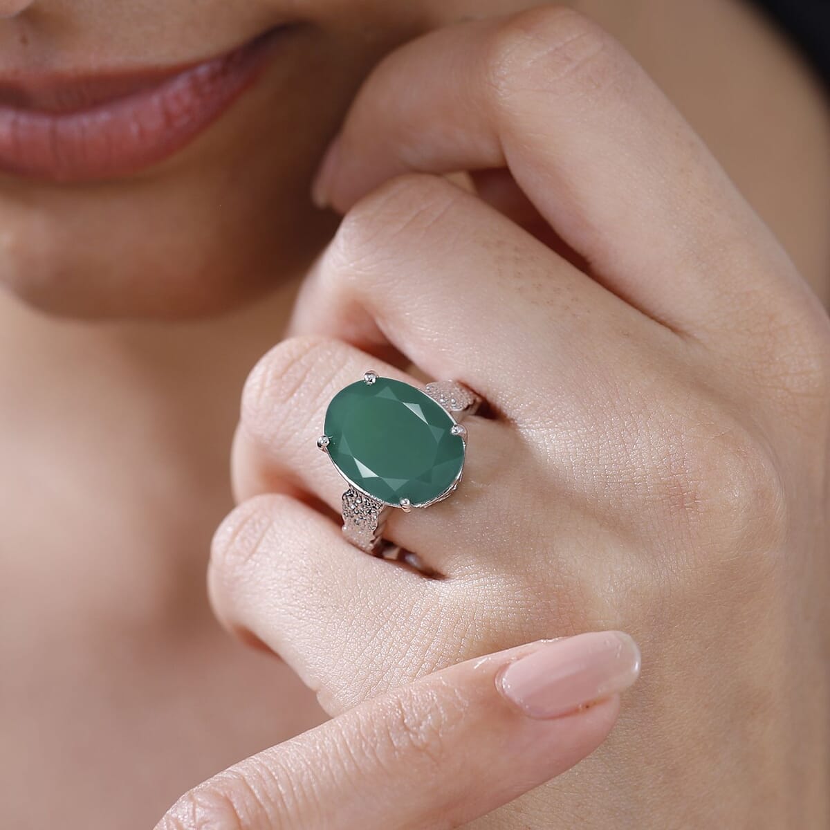 Karis Verde Onyx 7.90 ctw Forest Enigma Ring in Platinum Bond (Size 9.0) image number 2
