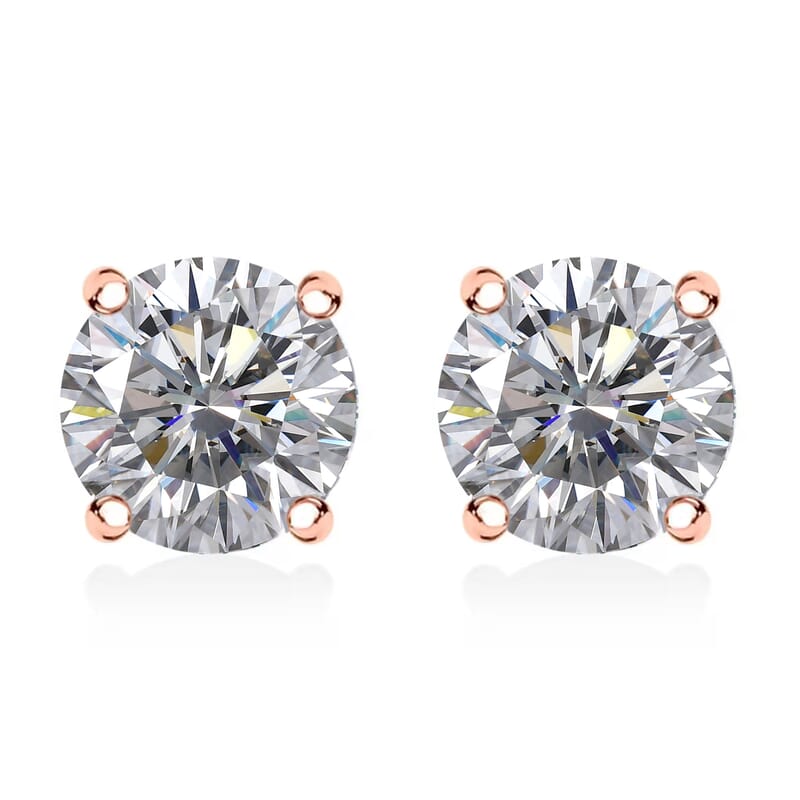 D'Joy J Francis Embellished with Zirconia by Swarovski 3.0 ctw Stud Earrings in 18K RG Over Sterling Silver