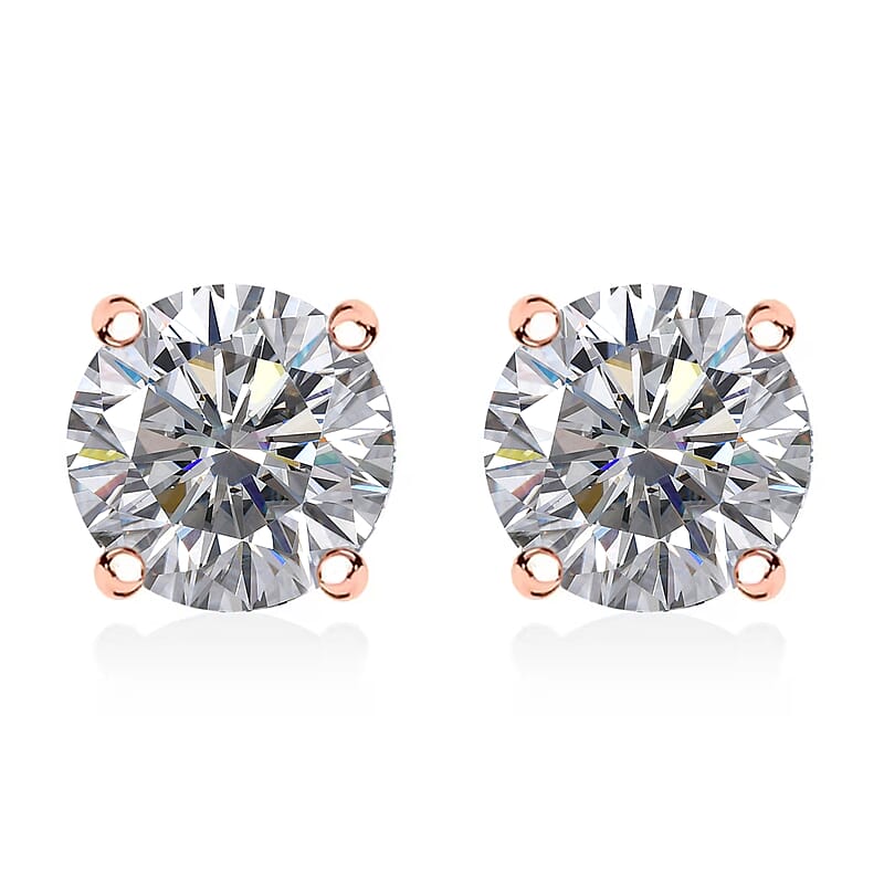 D'Joy J Francis Embellished with Zirconia by Swarovski 3.0 ctw Stud Earrings in 18K RG Over Sterling Silver