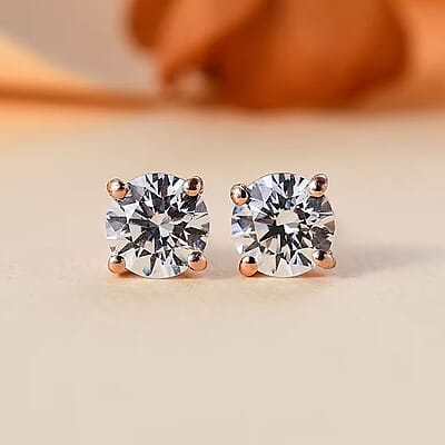 D'Joy J Francis Embellished with Zirconia by Swarovski 3.0 ctw Stud Earrings in 18K RG Over Sterling Silver