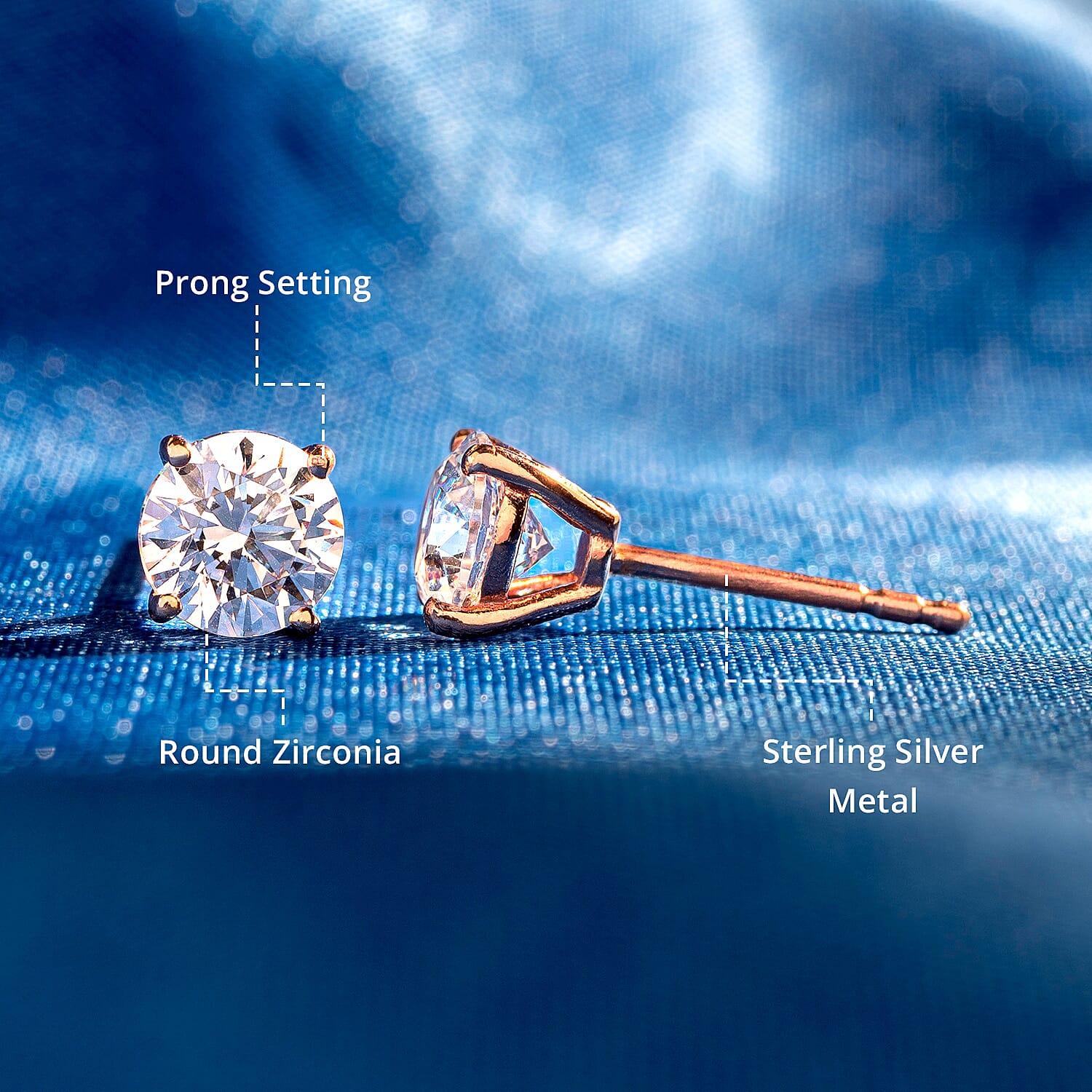 D'Joy J Francis Embellished with Zirconia by Swarovski 3.0 ctw Stud Earrings in 18K RG Over Sterling Silver