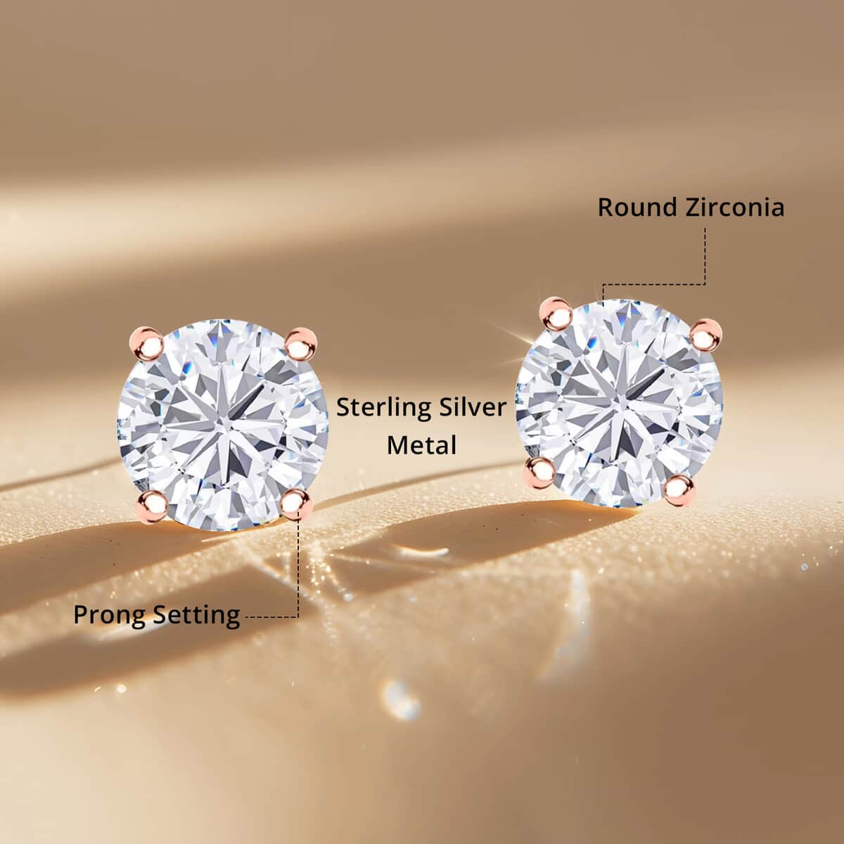 J Francis Embellished with Zirconia by Swarovski 3.00 ctw Stud Earrings in 18K RG Over Sterling Silver image number 4