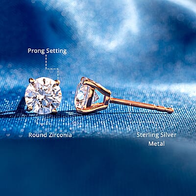 D'Joy J Francis Embellished with Zirconia by Swarovski 3.0 ctw Stud Earrings in 18K RG Over Sterling Silver