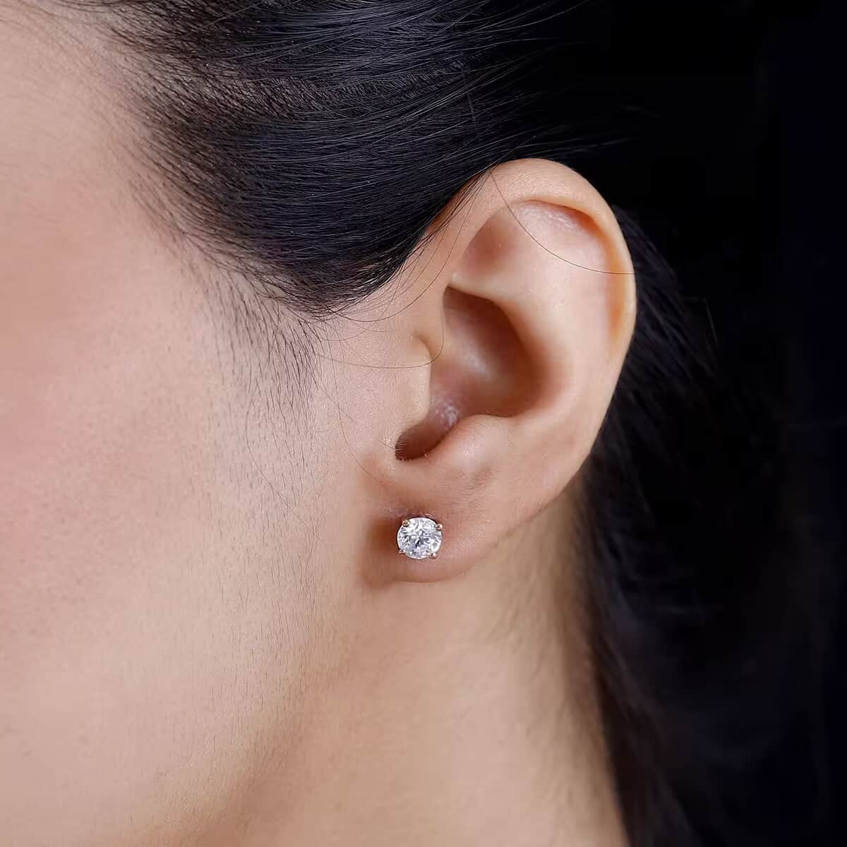 J Francis Embellished with Zirconia by Swarovski 3.00 ctw Stud Earrings in 18K RG Over Sterling Silver image number 5