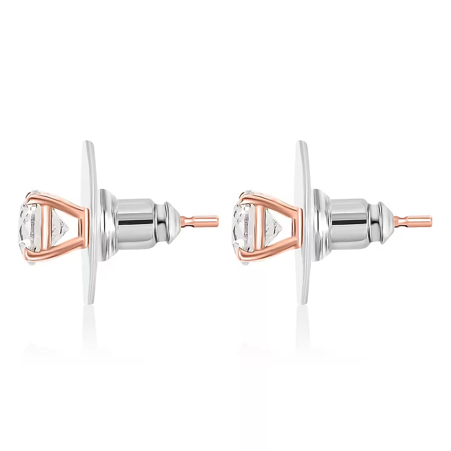 D'Joy J Francis Embellished with Zirconia by Swarovski 3.0 ctw Stud Earrings in 18K RG Over Sterling Silver