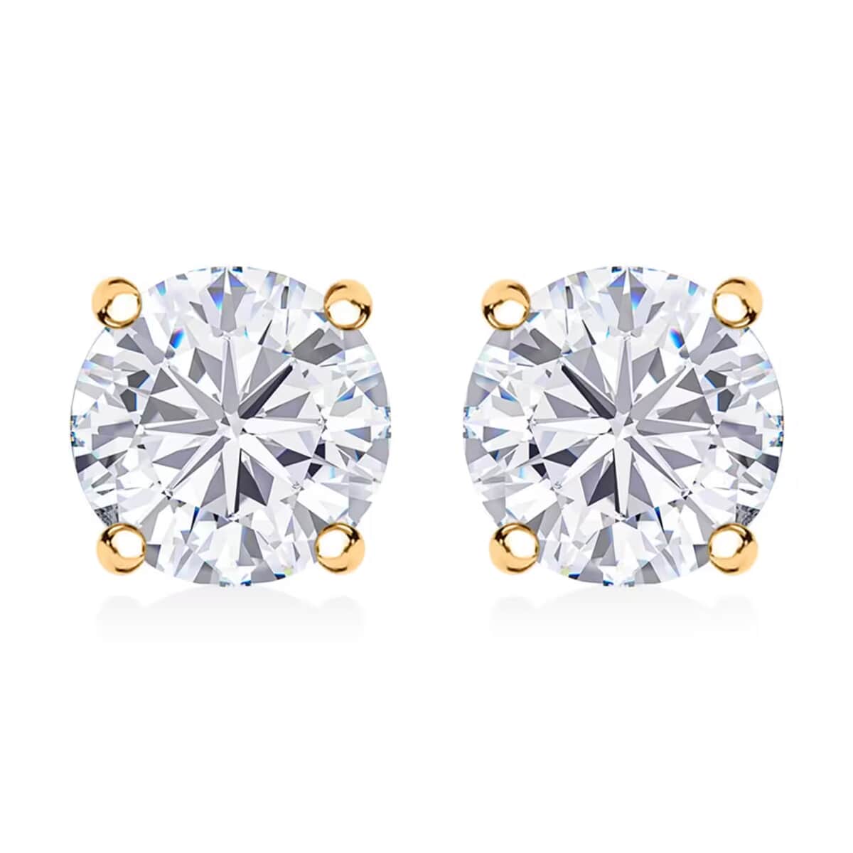 J Francis Embellished with Zirconia by Swarovski 3.0 ctw Solitaire Stud Earrings in 18K YG Over Sterling Silver image number 0