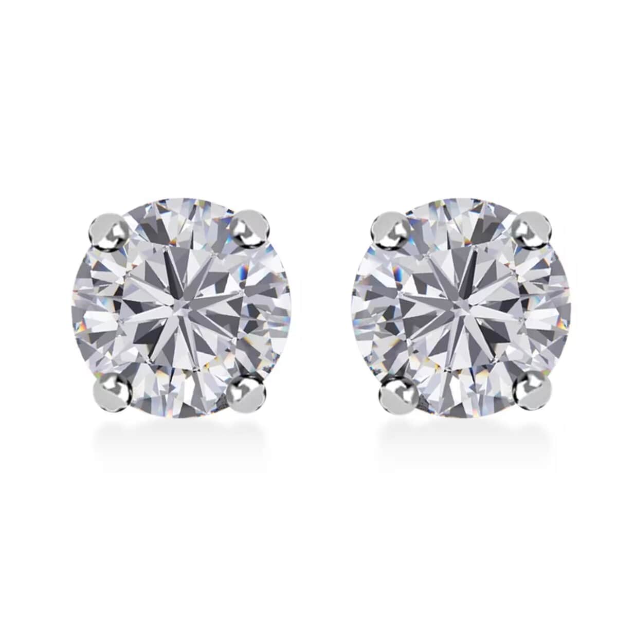 J Francis Embellished with Zirconia by Swarovski 3.0 ctw Solitaire Stud Earrings in Platinum Over Sterling Silver image number 0