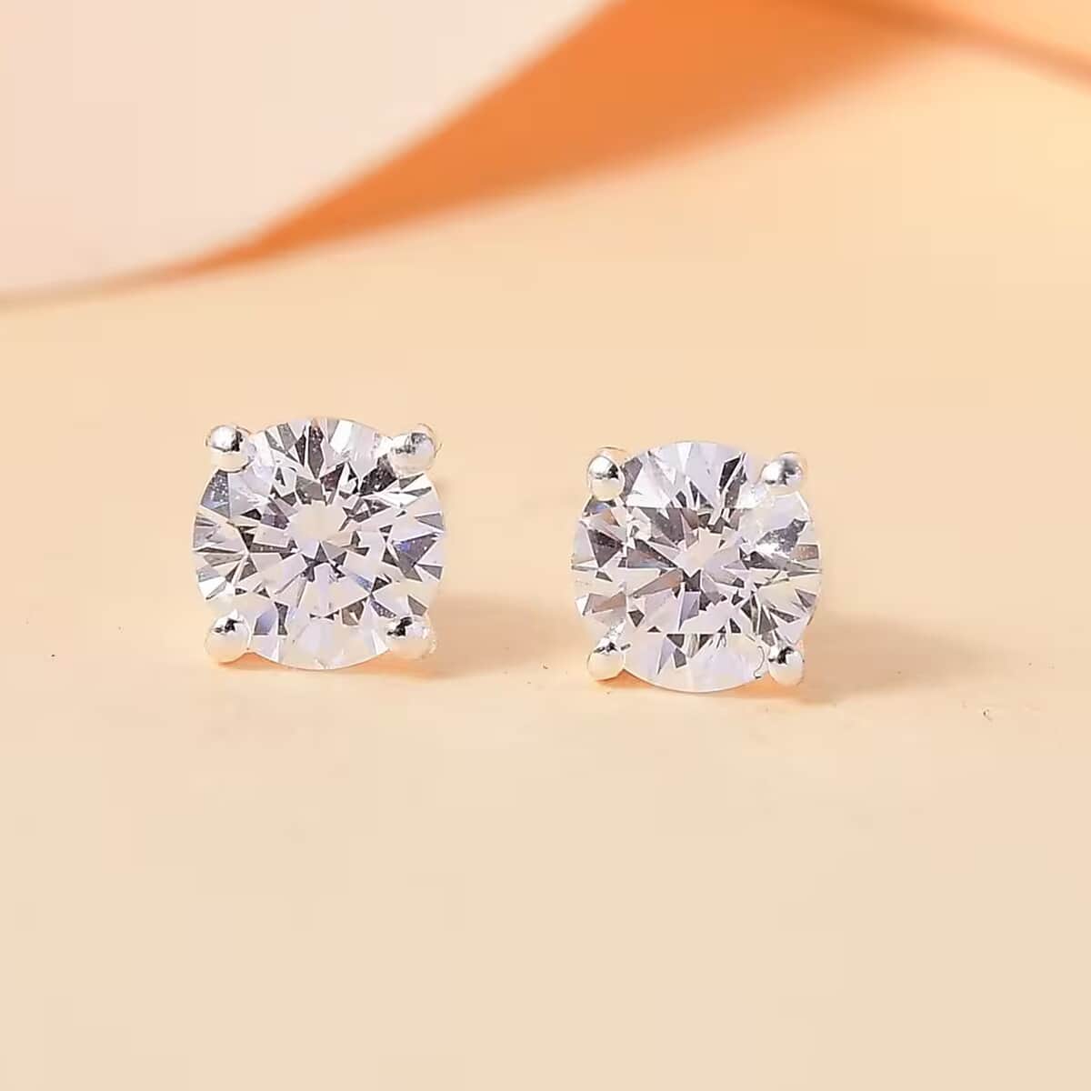 J Francis Embellished with Zirconia by Swarovski 3.0 ctw Solitaire Stud Earrings in Platinum Over Sterling Silver image number 1