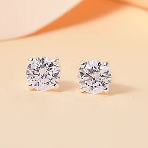 D'Joy J Francis Embellished with Zirconia by Swarovski 3.0 ctw Solitaire Stud Earrings in Platinum Over Sterling Silver