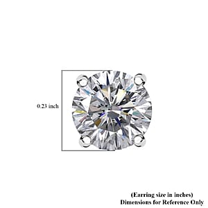 D'Joy J Francis Embellished with Zirconia by Swarovski 3.0 ctw Solitaire Stud Earrings in Platinum Over Sterling Silver