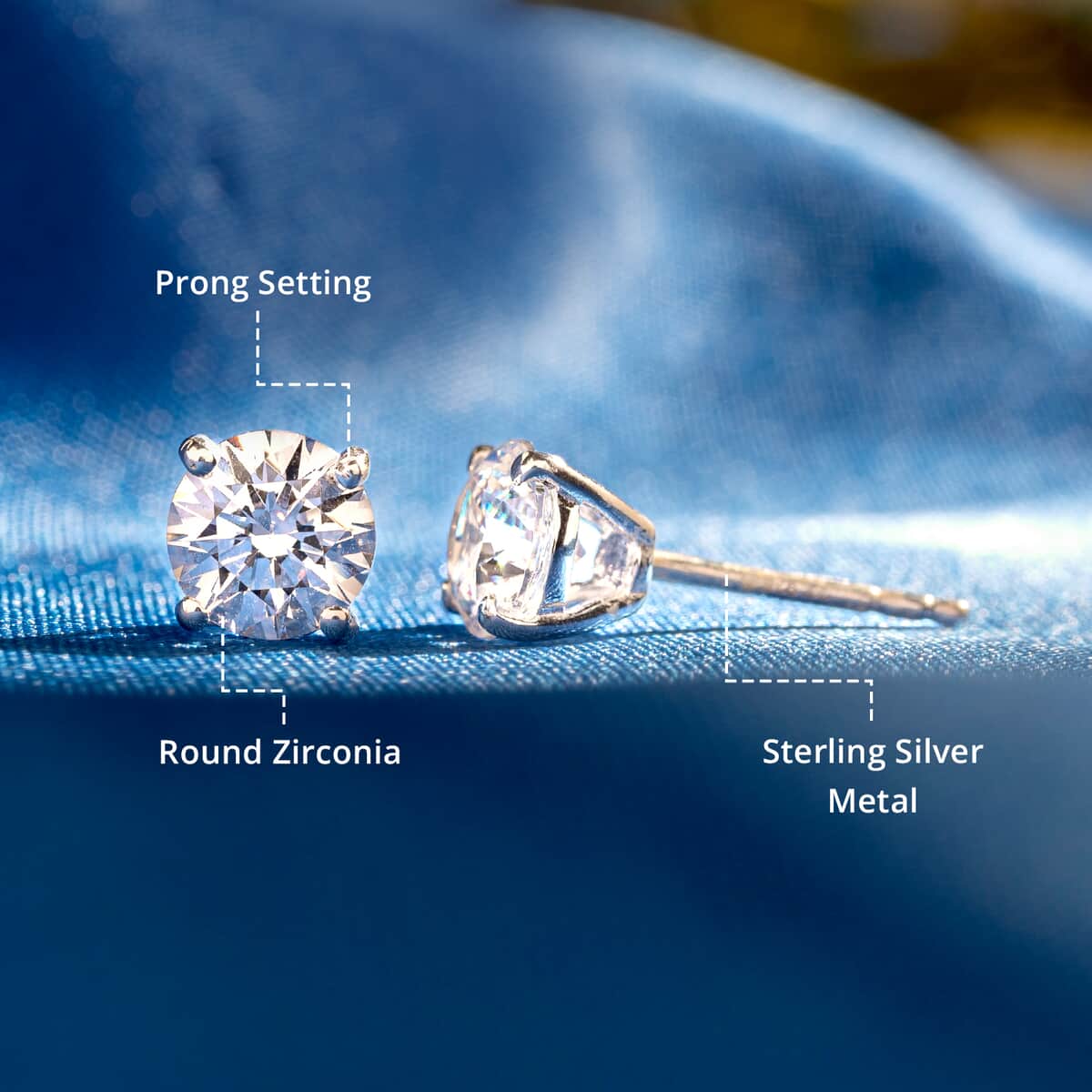 J Francis Embellished with Zirconia by Swarovski 3.0 ctw Solitaire Stud Earrings in Platinum Over Sterling Silver image number 4